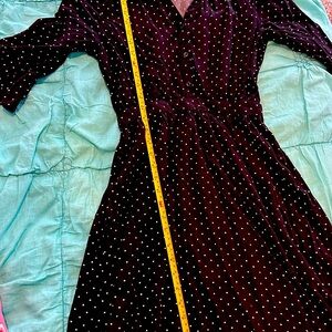 Black and white polka dot dress with 3/4 sleeves